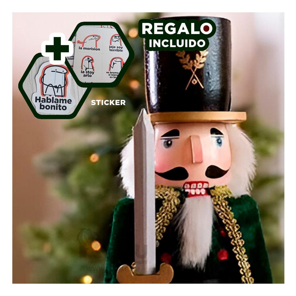 Cascanuez para Navidad en Negro Y+Regalo Stickers