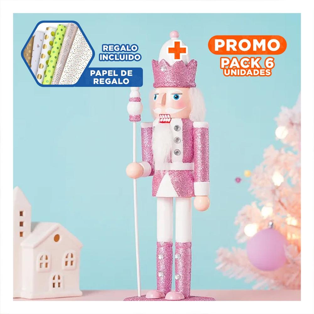 Pack6 Cascanuez para Festividad RosaBlan Y+Papel de Regalo