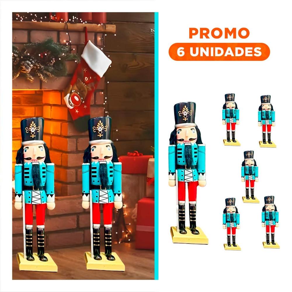 Pack6 Cascanuez para Mesa Navidena Estilo Minimalista en CelesRojo