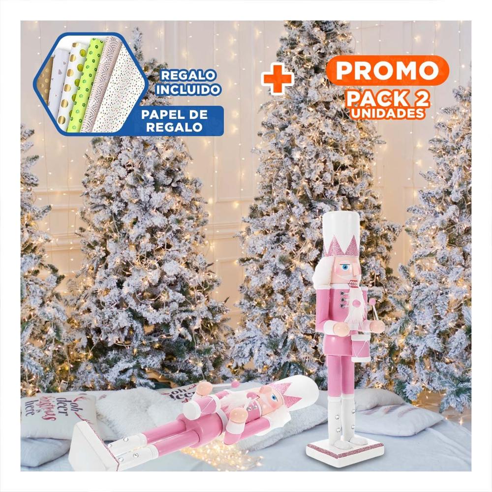 Pack2 Cascanuez para Navidad RosaBlanco Y+Papel de Regalo