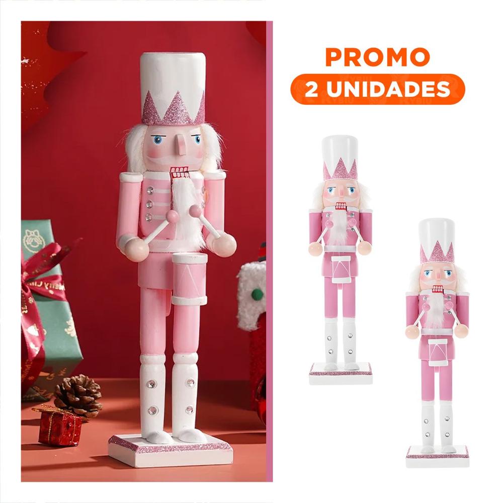 Pack2 Cascanuez con Sombrero y Tambor en RosaBlanco