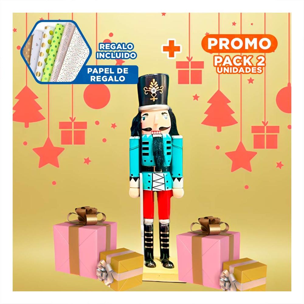 Pack2 Cascanuez para Navidad CelesRojo Y+Papel de Regalo