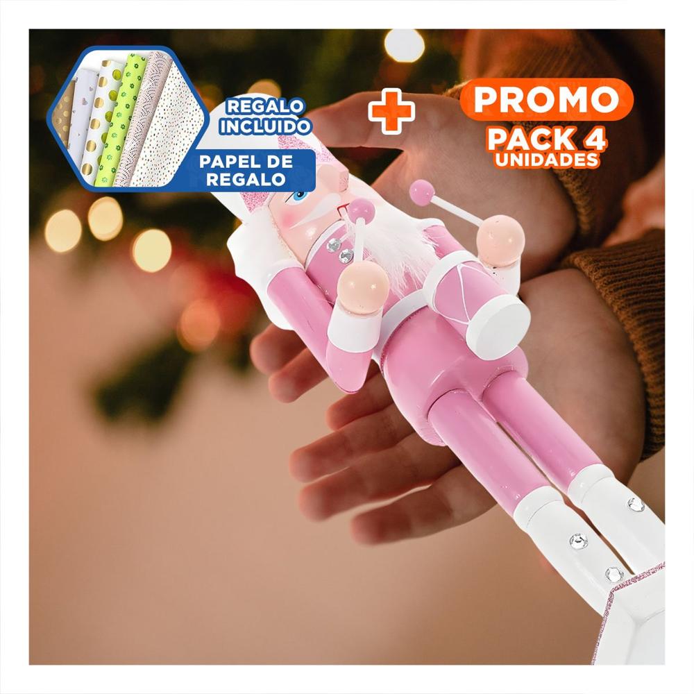 Pack4 Cascanuez de Decoracion RosaBlanco Y+Papel de Regalo