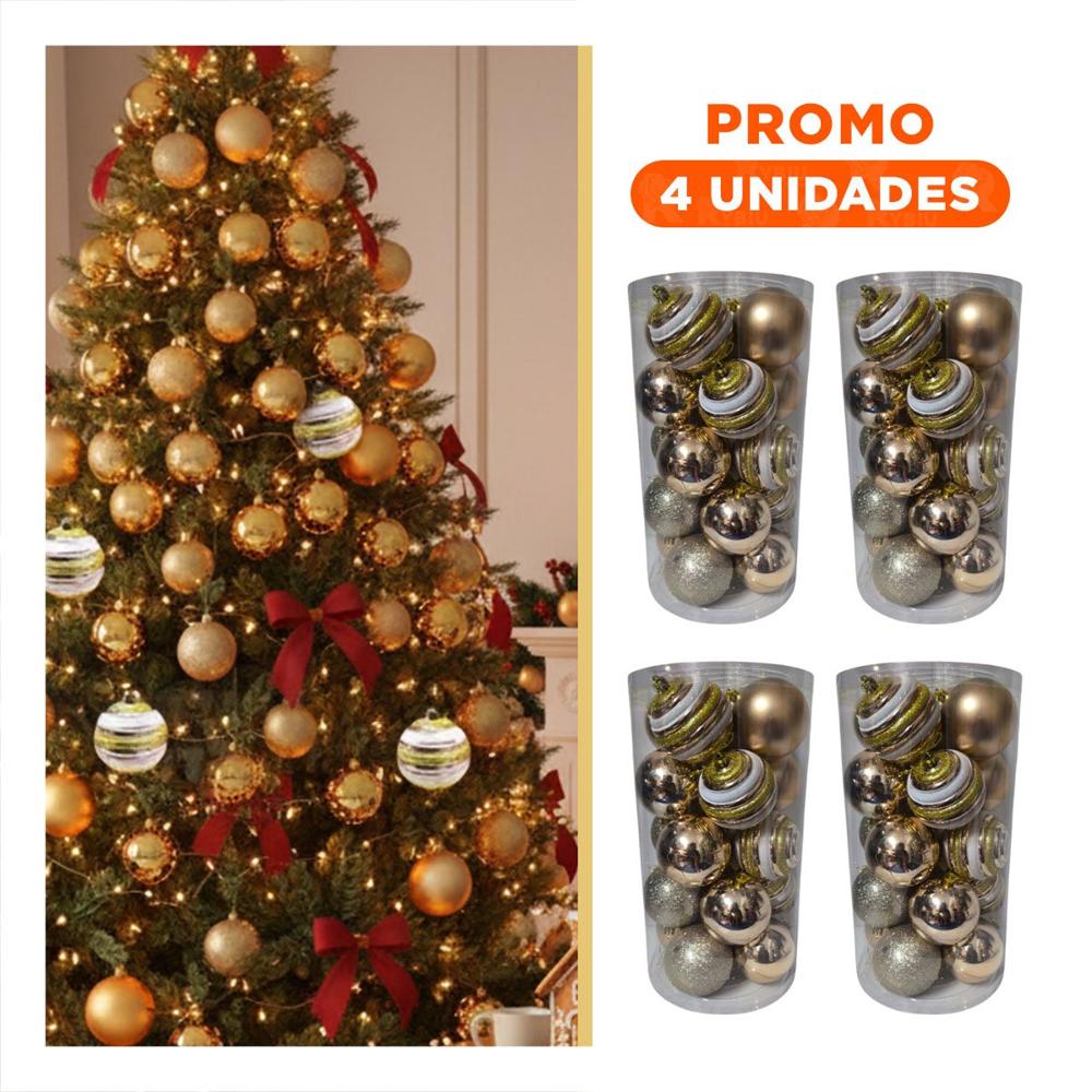 Pack4 Esferas Navideñas para Arbol en Champagne