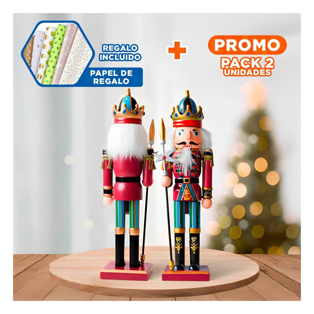 Pack2 Cascanuez Deslumbrante en Guinda Y+Papel de Regalo