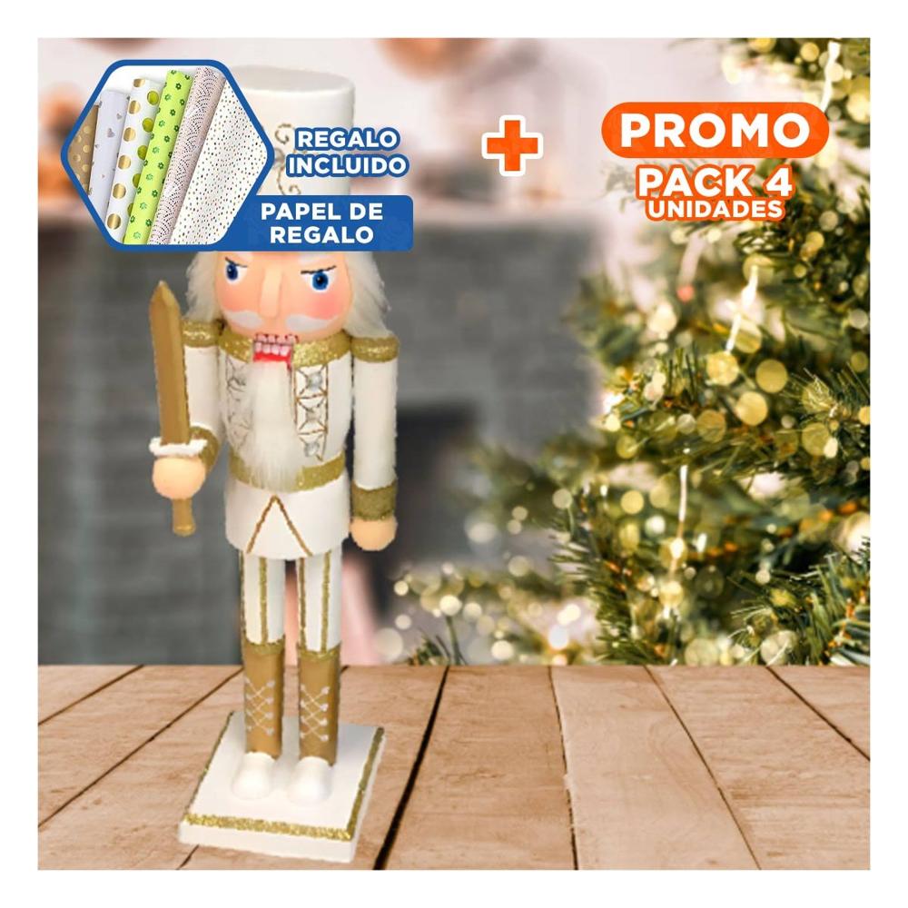 Pack4 Cascanueces Brillanate con sombrero de Color Blanco Y+Papel de Regalo