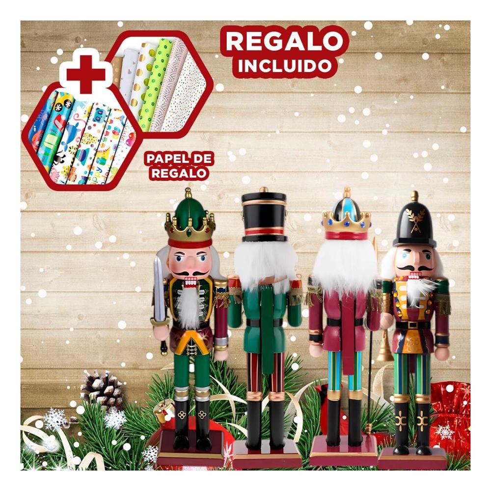 Cascanueces Navideño de Adorno en Guinda Y+Papel de Regalo