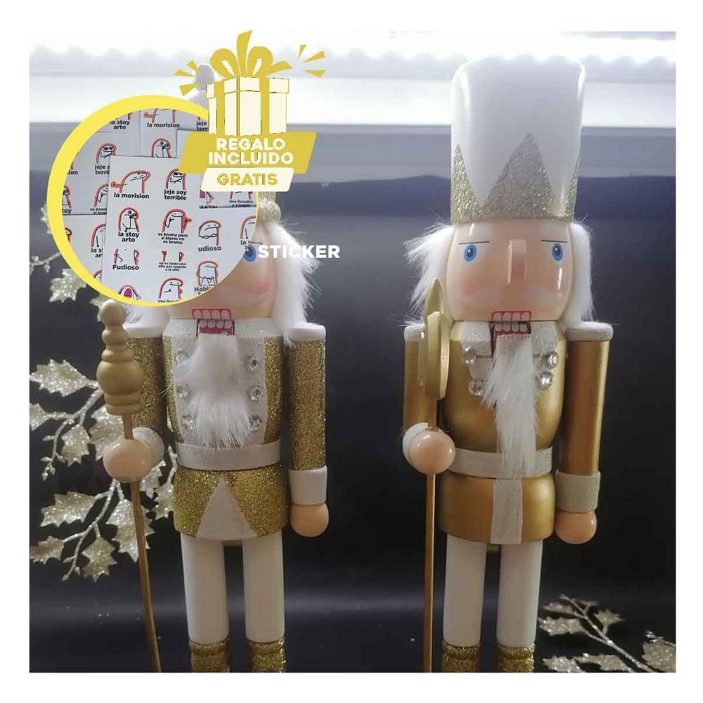 Cascanueces Decorativos Blanco y Dorado Y+Regalo Stickers