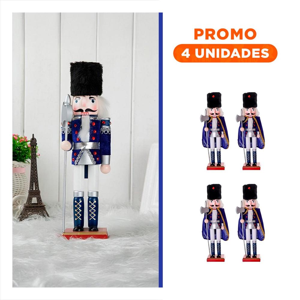 Pack4 Cascanuez Duradero Navideño en Tono Azul