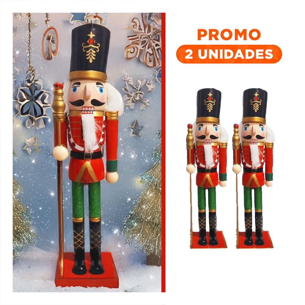 Pack2 Cascanuez con Sombrero y Baston Rojo y Verde