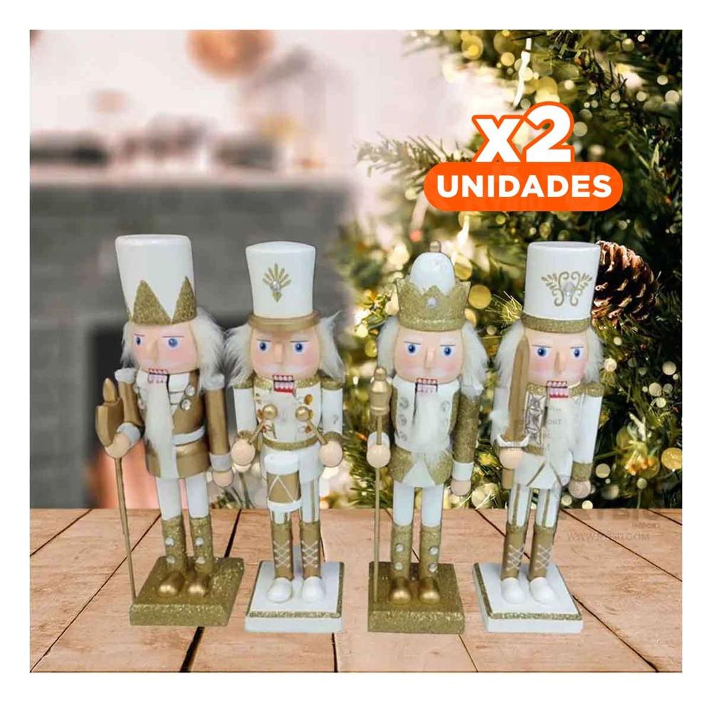 Pack2 Cascanueces Navideno Colores Blanco y Dorado Y+Regalo Stickers