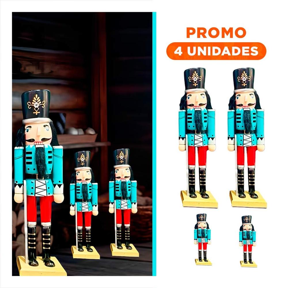 Pack4 Cascanuez para Navidad Tono CelesRojo