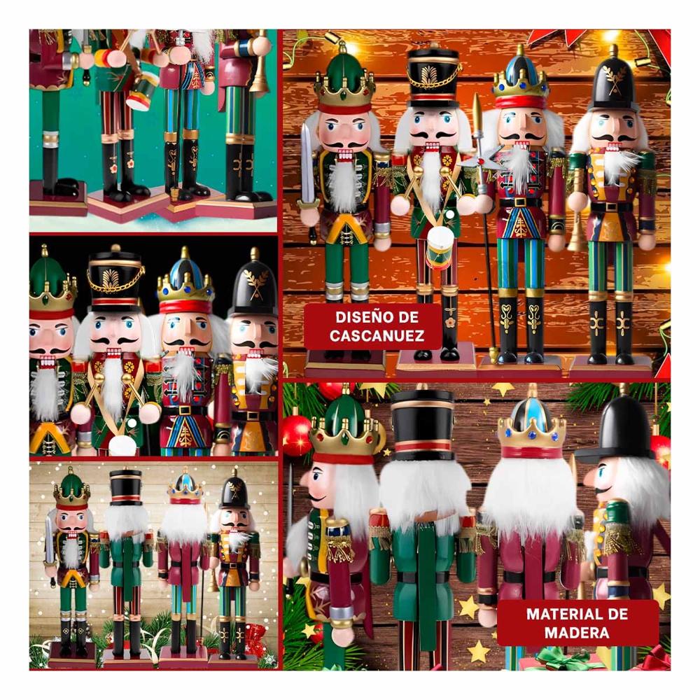 Cascanueces con Sombrero y Trompeta de 38 cm Set 4 en Guinda