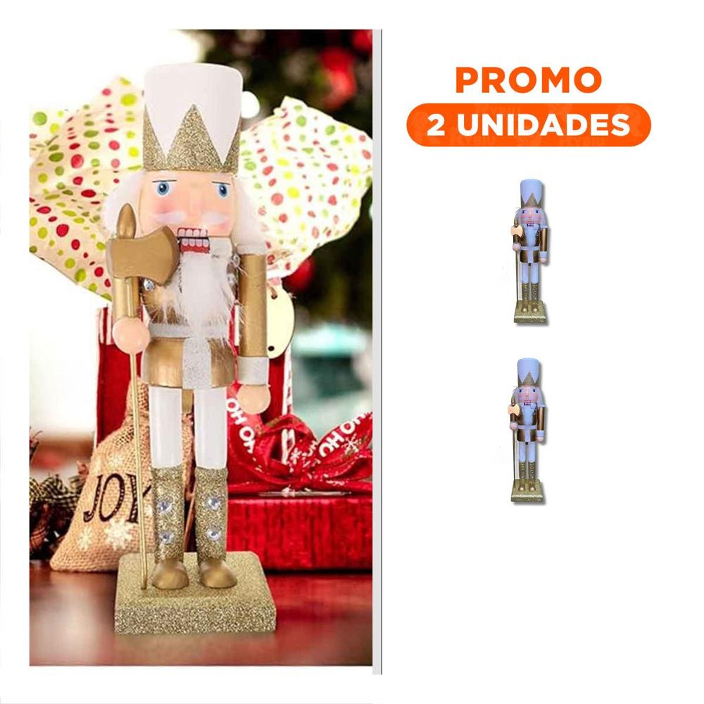Pack2 Cascanuez Navideno Festivo y Tradicional en Blanco