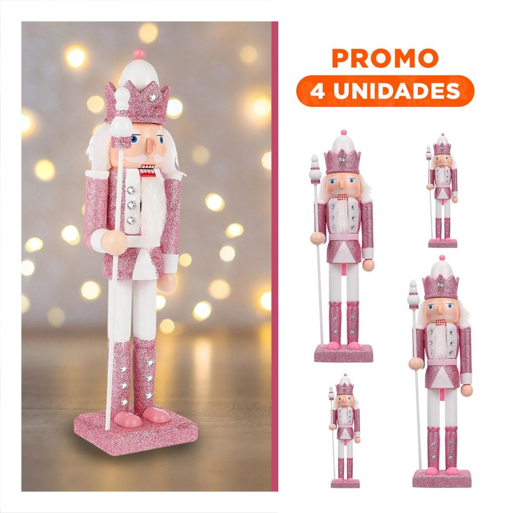 Pack4 Cascanuez para Navidad Tono RosaBlan