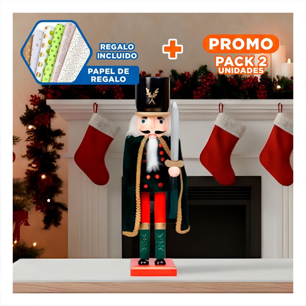 Pack2 Cascanuez para Navidad en Negro Y+Papel de Regalo