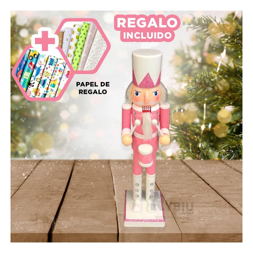 Cascanuez para Navidad Tono RosaBlanco Y+Papel de Regalo