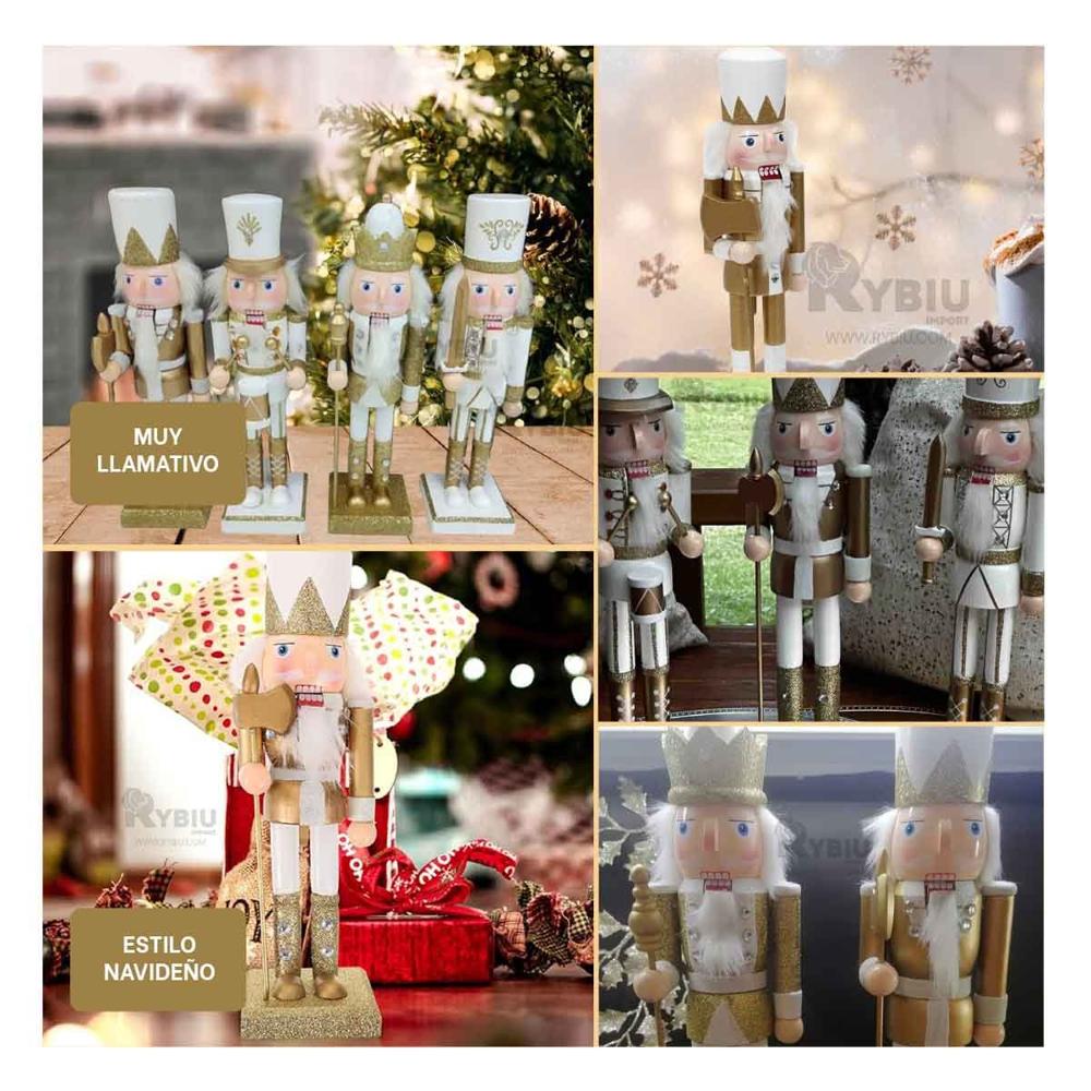 Cascanuez Navideno Festivo y Tradicional en Blanco