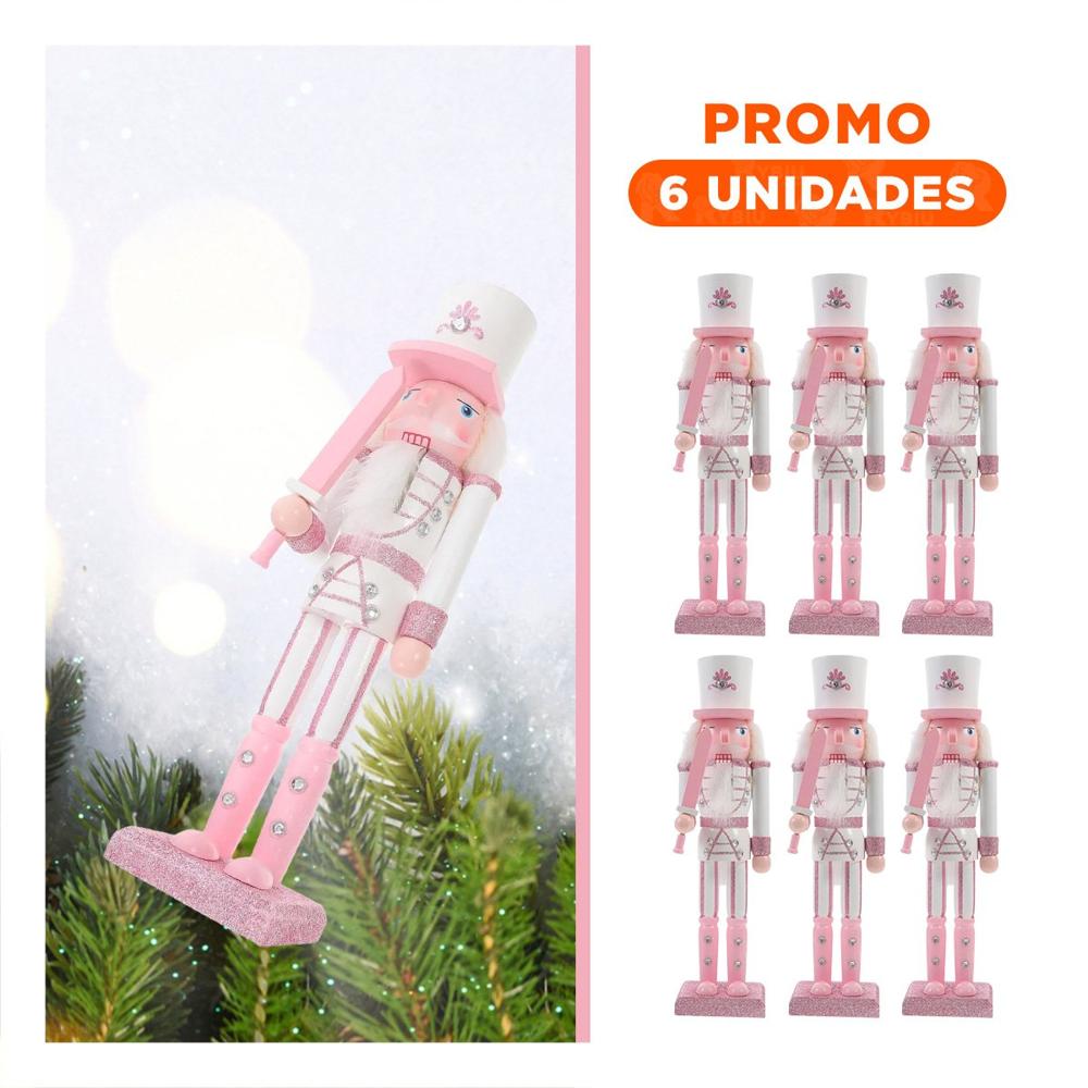 Pack6 Cascanuez de Decoracion en RosaBlan