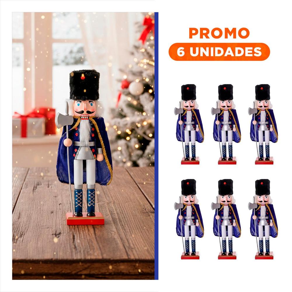 Pack6 Cascanuez con sombrero Diseno Peluche Navideno y Capa de Azul
