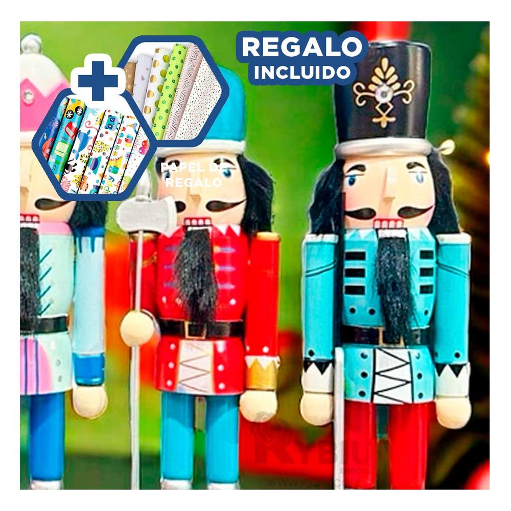 Cascanuez para Navidad Tono CelesRojo Y+Papel de Regalo