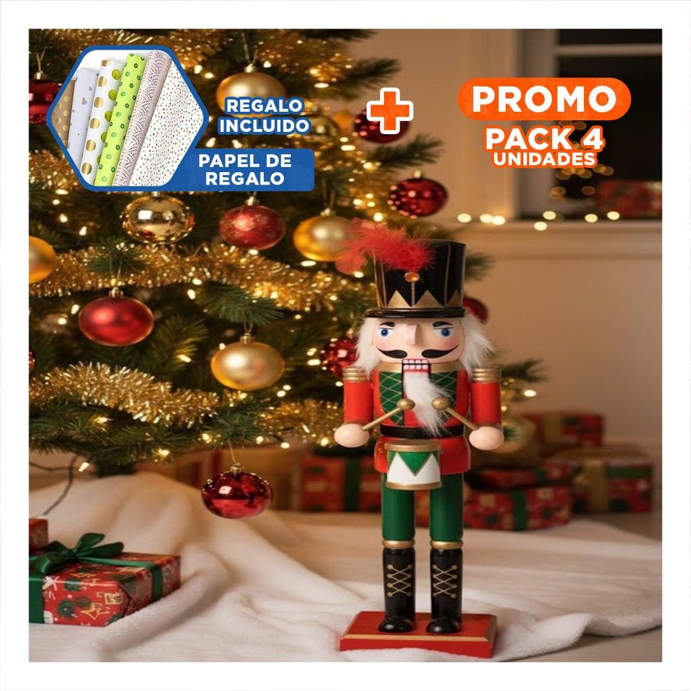 Pack4 Cascanuez decorativo para chimenea en Verde Y+Papel de Regalo