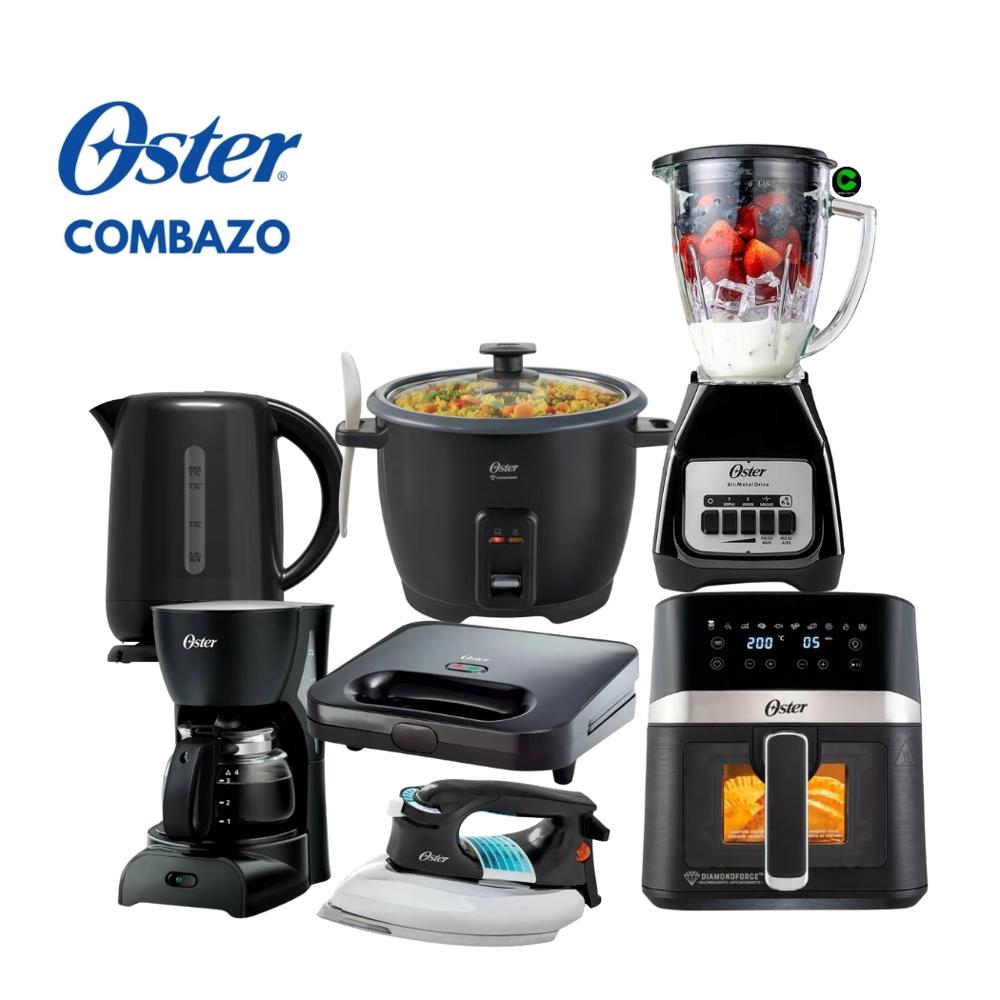Combazo Oster Licuadora + Hervidor + Arrocera + Sandwichera + Cafetera + Freidora y Plancha
