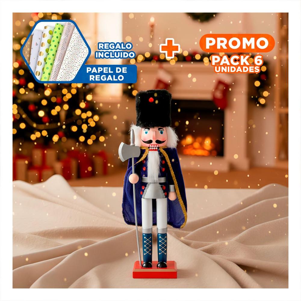 Pack6 Cascanuez Estilo peluche con Capa en Color Azul Y+Papel de Regalo