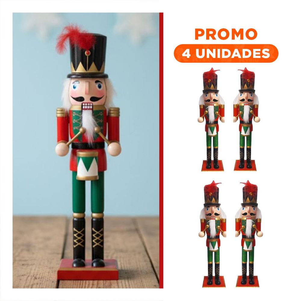 Pack4 Cascanuez con sombrero para cena navidena en Color Rojo y Verde