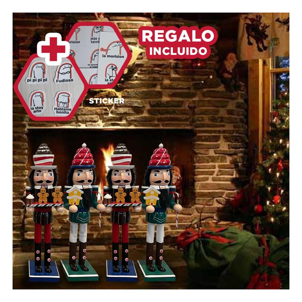 Cascanuez y hombre de genjibre Navideño en Multicolor Y+Regalo Stickers