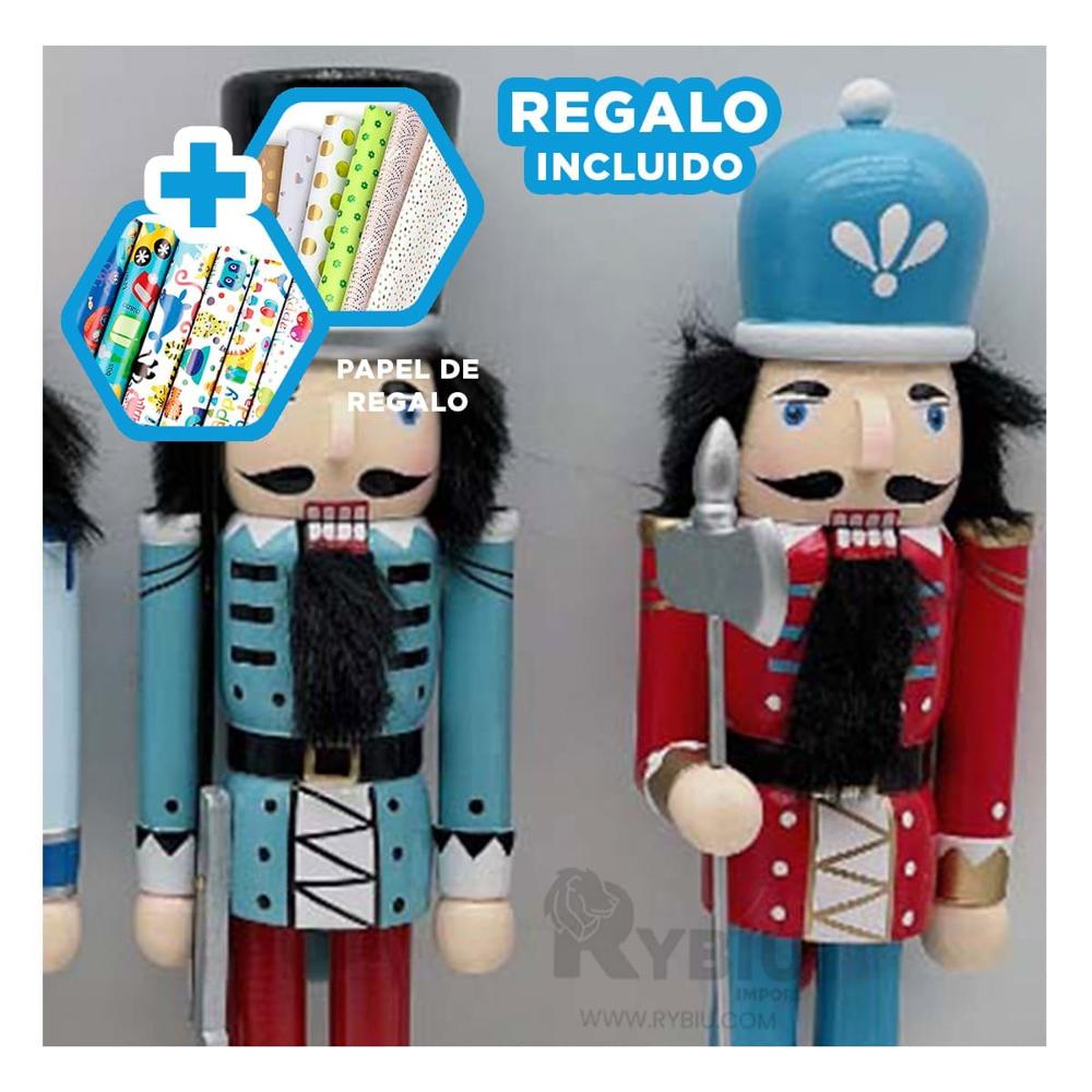 Cascanuez para Navidad Tono RojoCeles Y+Papel de Regalo