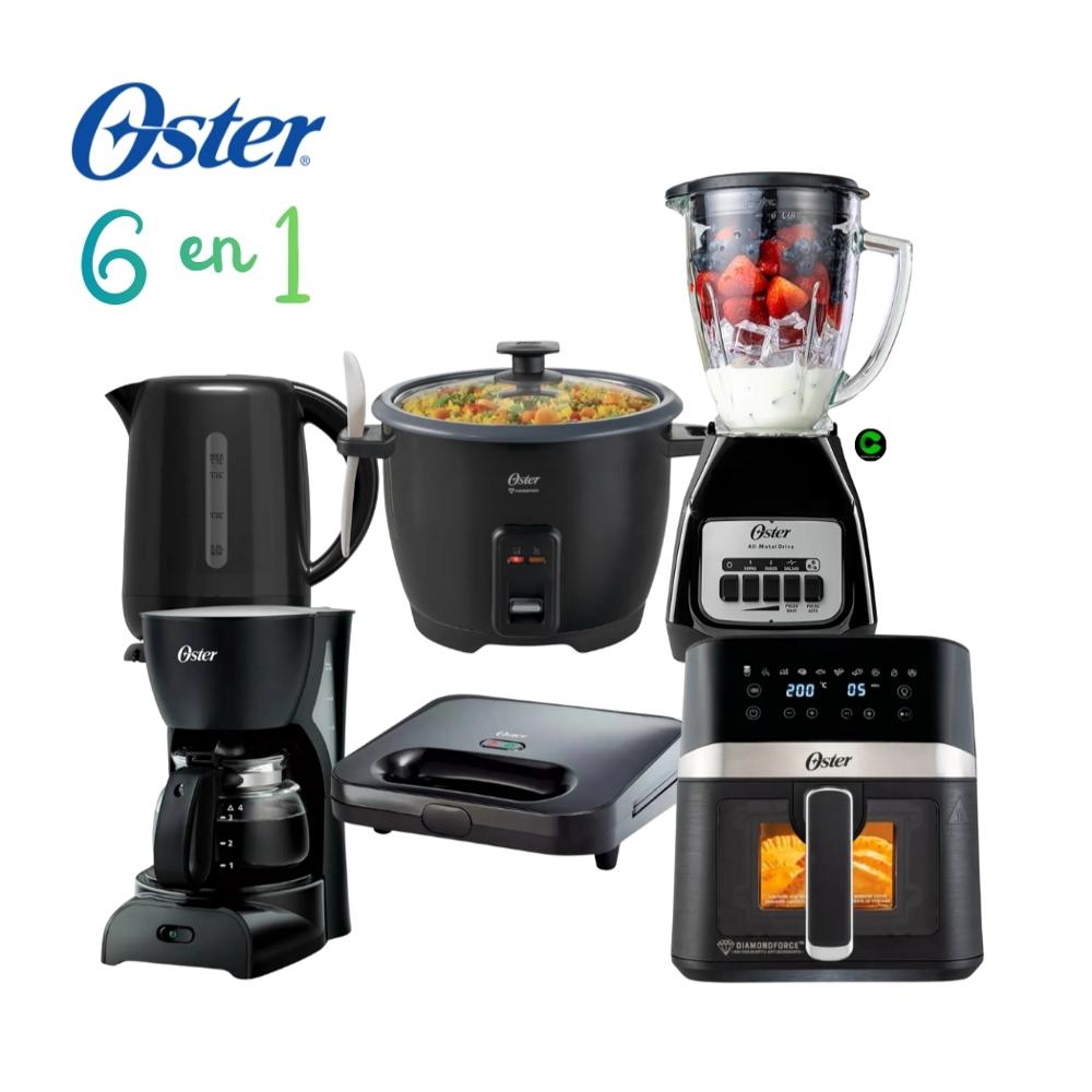 Super Combazo Oster 6 en 1 Licuadora + Hervidor + Arrocera + Sandwichera + Cafetera y Freidora