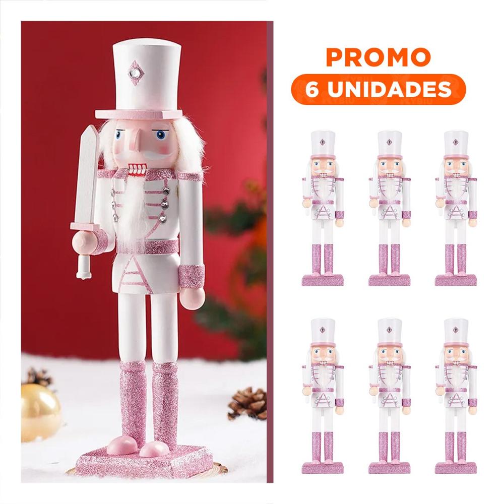 Pack6 Cascanuez de Decoracion para mesa navidena en Rosa y Blanco