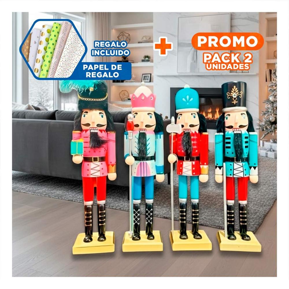 Pack2 Cascanueces para Navidad Multicolor Y+Papel de Regalo
