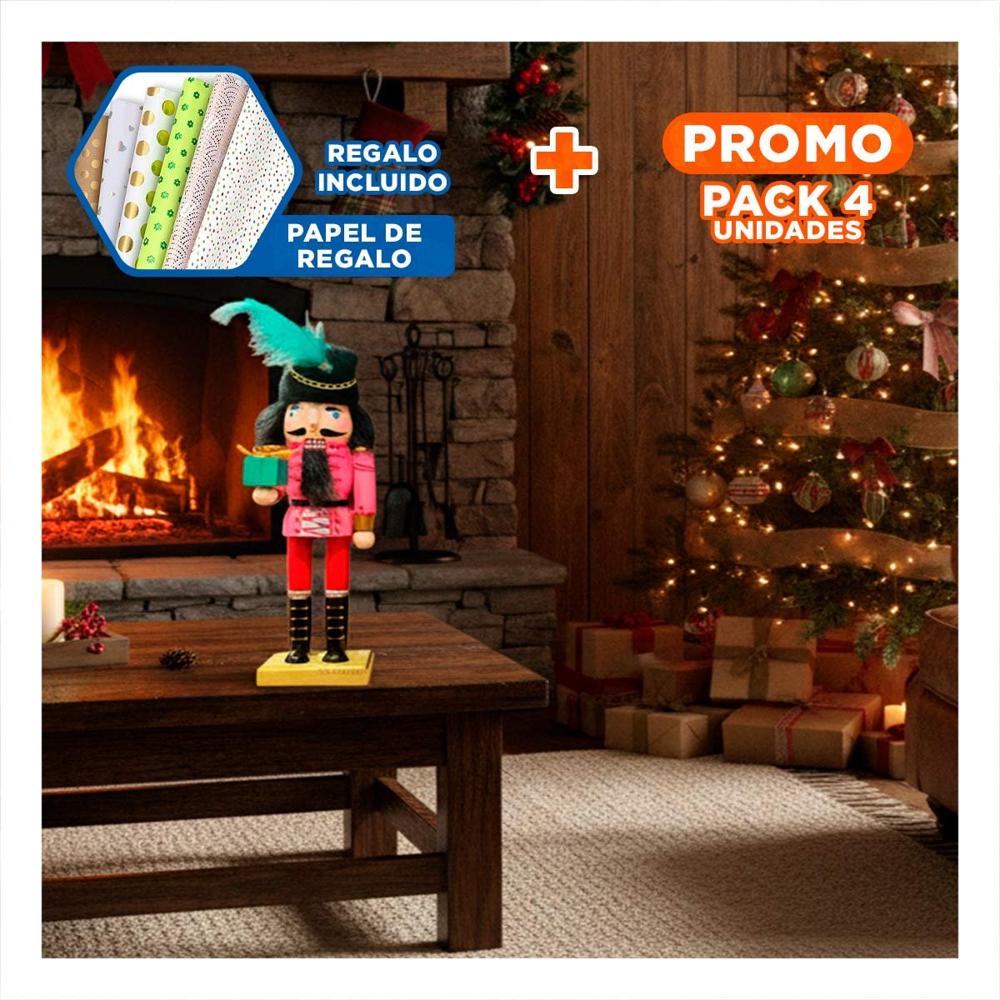 Pack4 Cascanuez de Decoracion Multicolor Y+Papel de Regalo