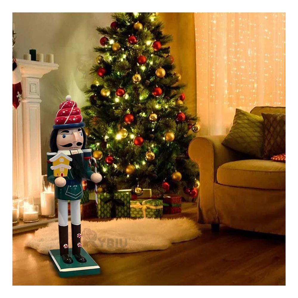 Cascanuez Soldado Adorno navideno de 38 cm en Tono Multicolor Y+Ligas de Regalo
