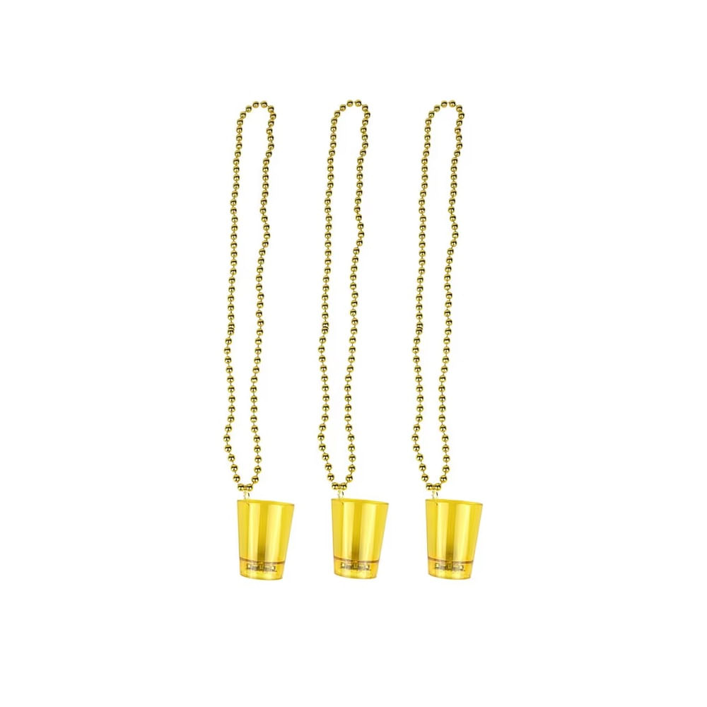 HAPPY NEW YEAR - Set de 3 vasitos shot collar led a pilas multicolor