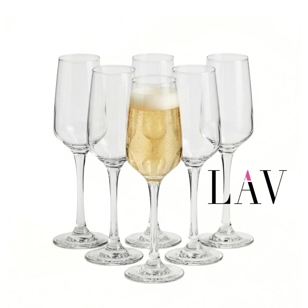 Copas Flute para Champagne Set x12 Copas de Vidrio LAV