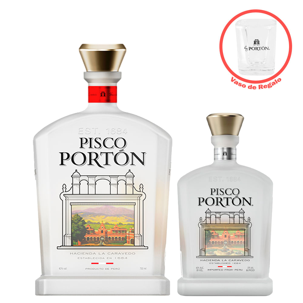Pisco Mosto Verde Quebranta 750ML+ Acholado 375ML Porton