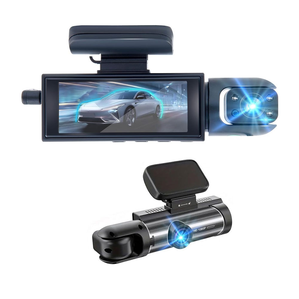 Dashcam para Auto 1080p Cámara Frontal e Interior con Visión Nocturna