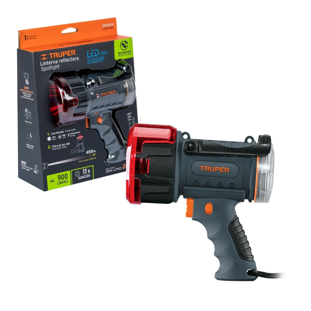 Linterna Reflectora Led 900lm Recargable Alta Potencia Truper LARE-900