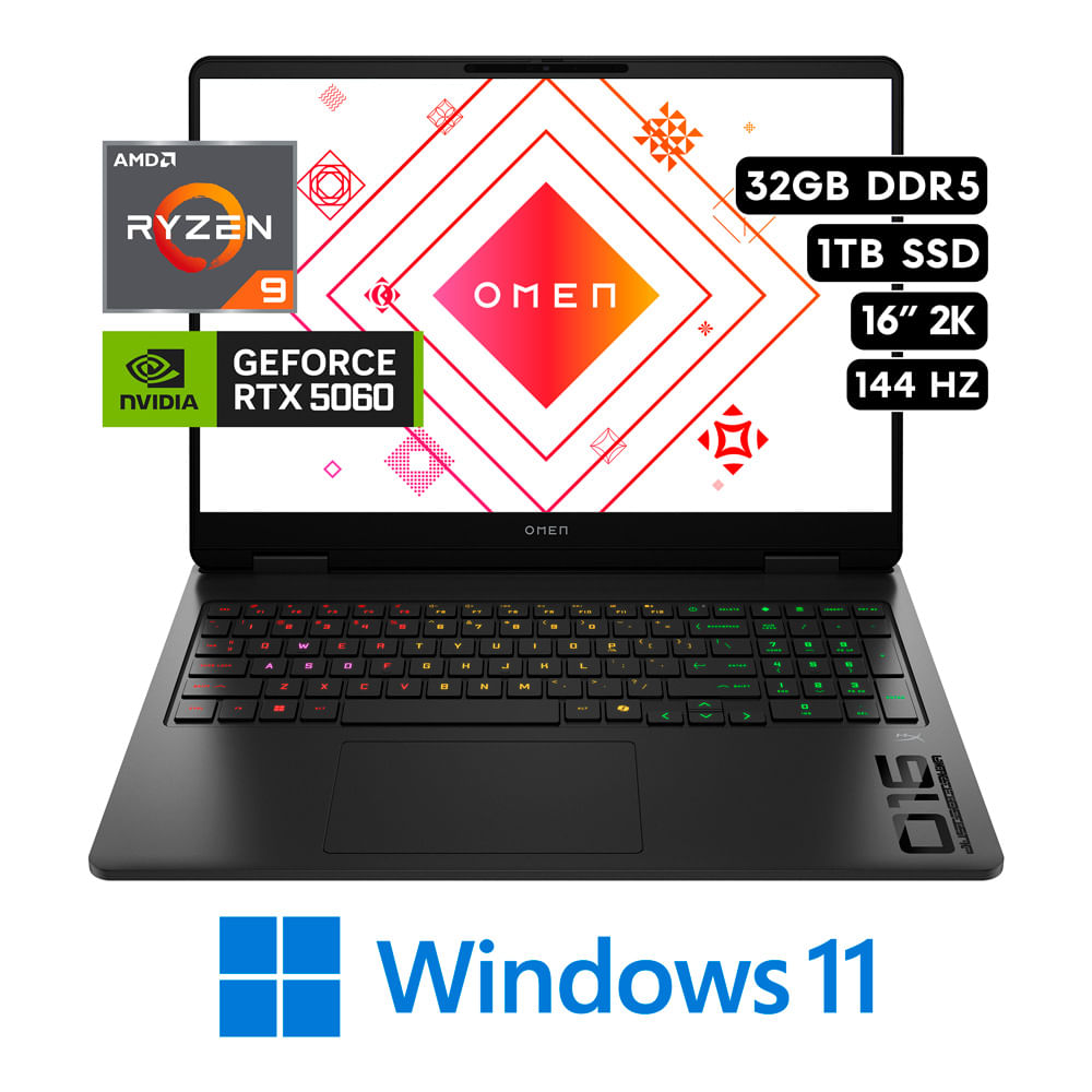 HP Omen 16-AP0053DX - AMD R9 8940HX - 32GB DDR5 - 1TB SSD - Nvidia RTX 5060 8GB - 16"" 2K- Win11