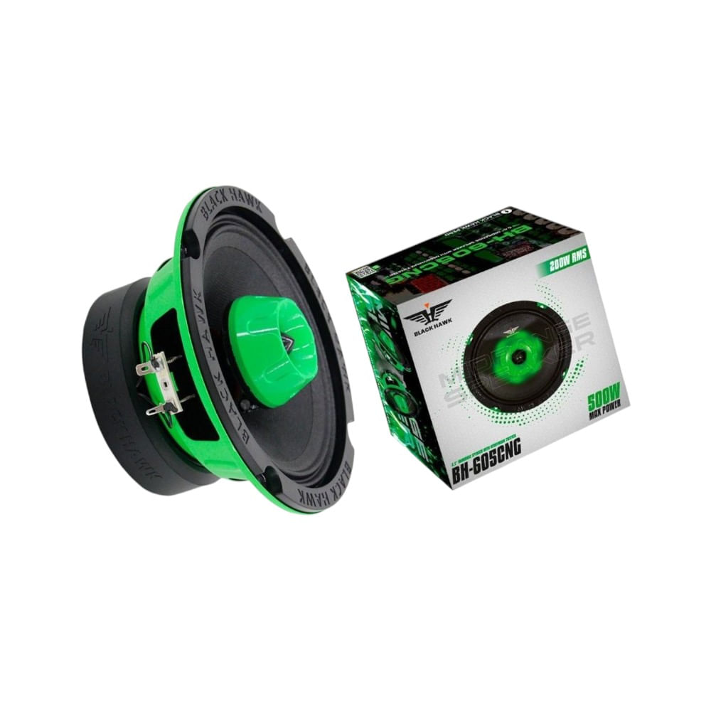 Parlante Medio Rango Con Tweeter Incluido y Luz Led Verde 6 Pulgadas ...