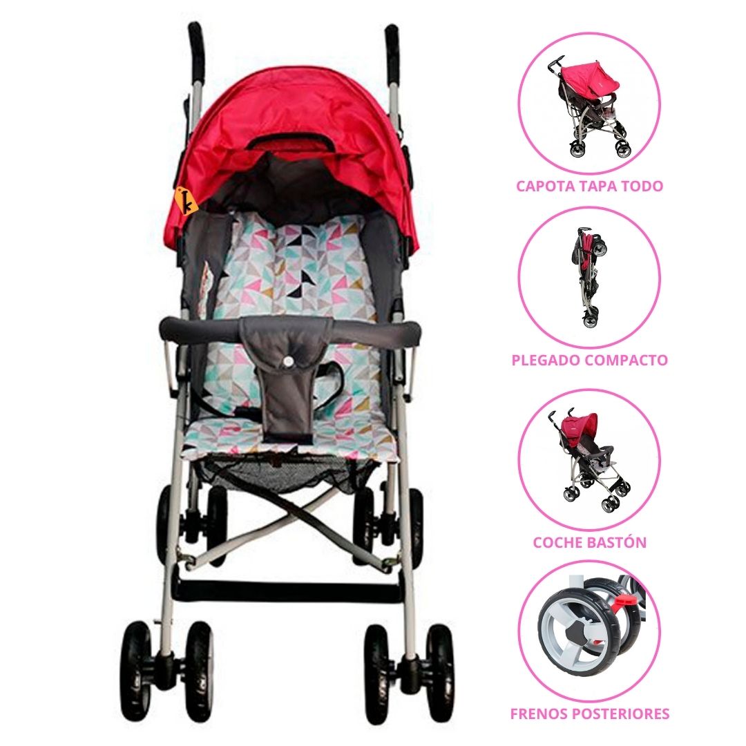 Coche Baston Infanti Spin Triangles Rosado