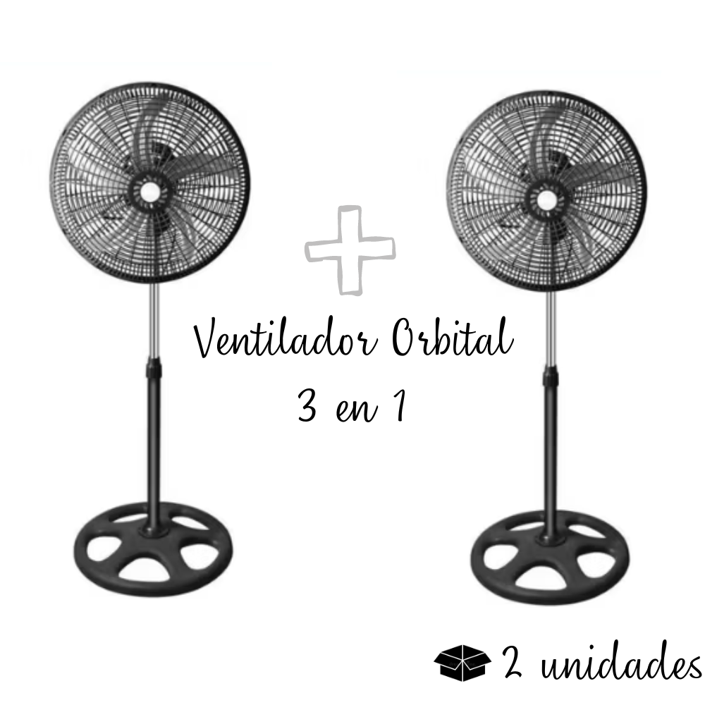 Ventilador Orbital  de 5 aspas Malla Plastica -3 en 1 18"" X2 Unidades