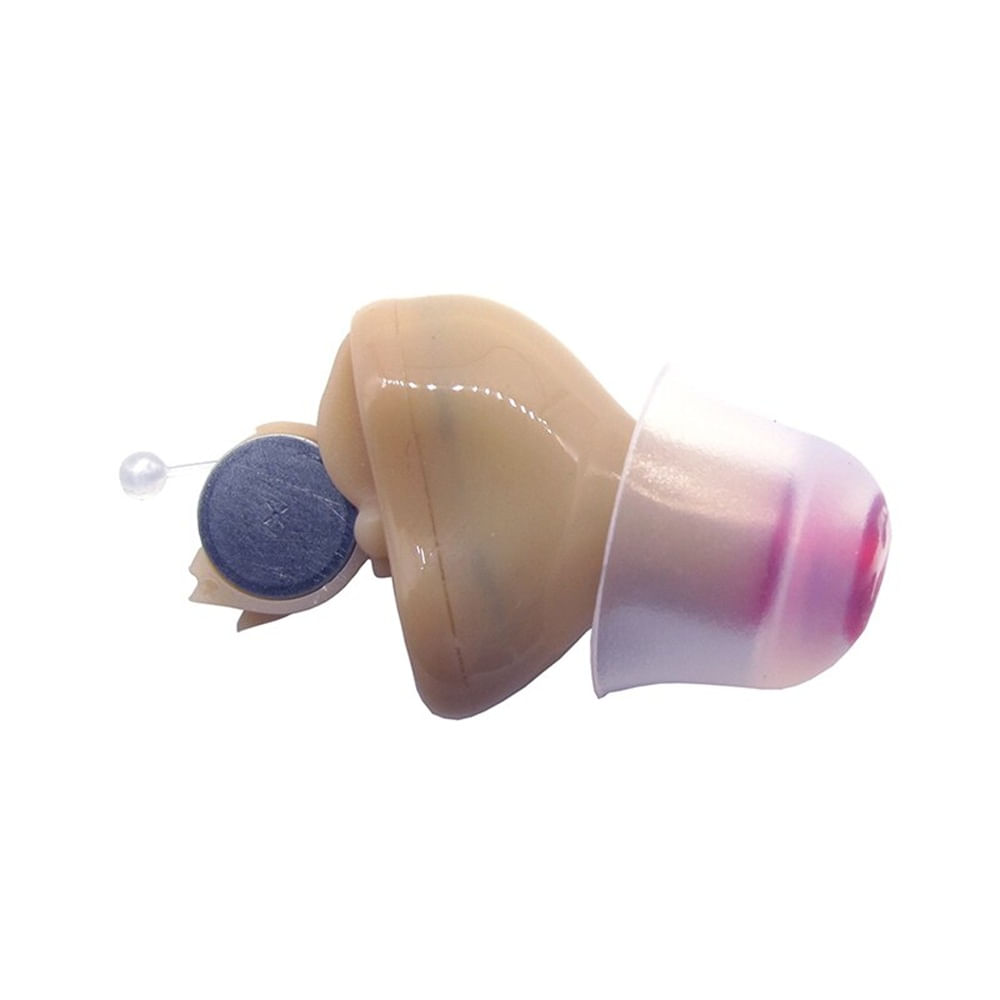 Mini Audifono a pilas para sordera. Lado derecho. Color beige