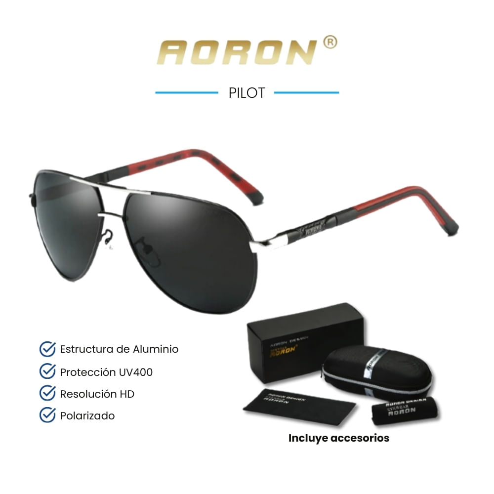 Lentes de sol Aoron - Pilot- Polarizados UV400 - Plata