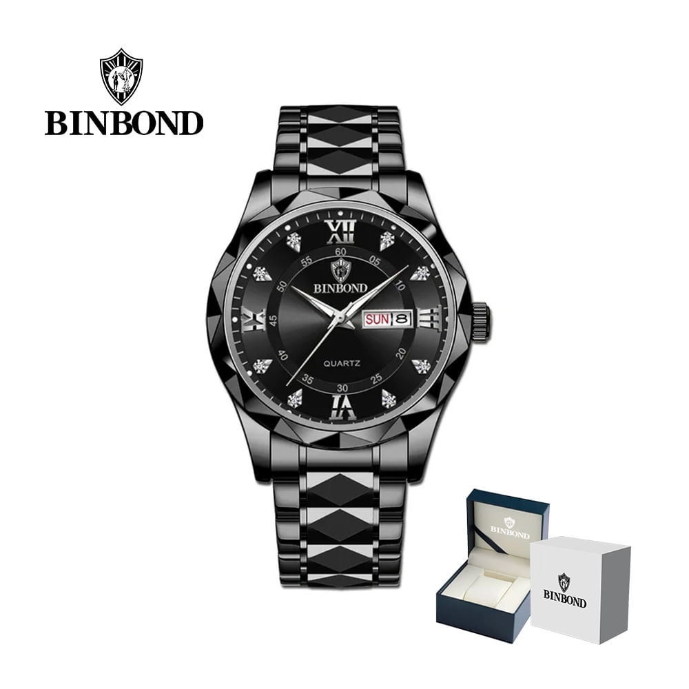 Reloj BINBOND Elegante para Hombre - Acero - Negro