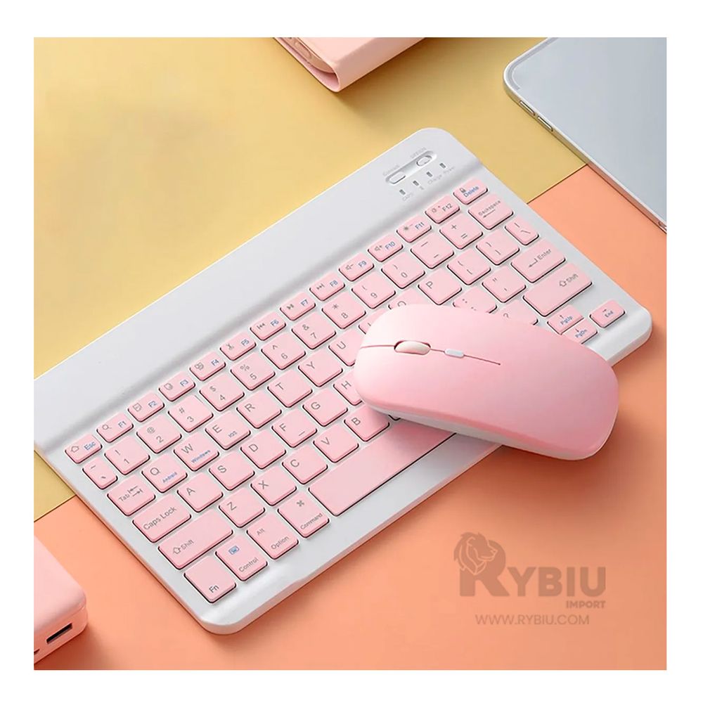 Kit de Teclado y Mouse Bluetooth en Color Rosado Kit de Teclado y Mouse Bluetooth en Color Rosado