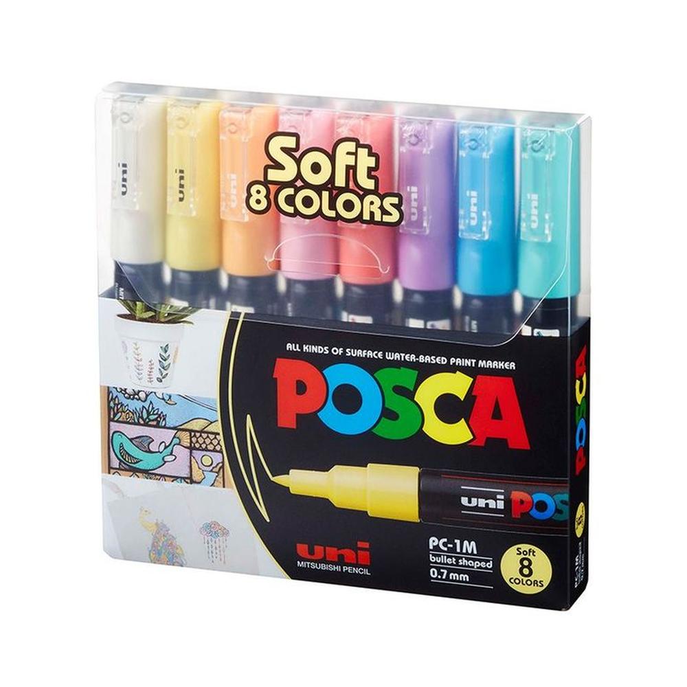 POSCA Pack PC-1M 8C Soft Color Nueva Presentación X8